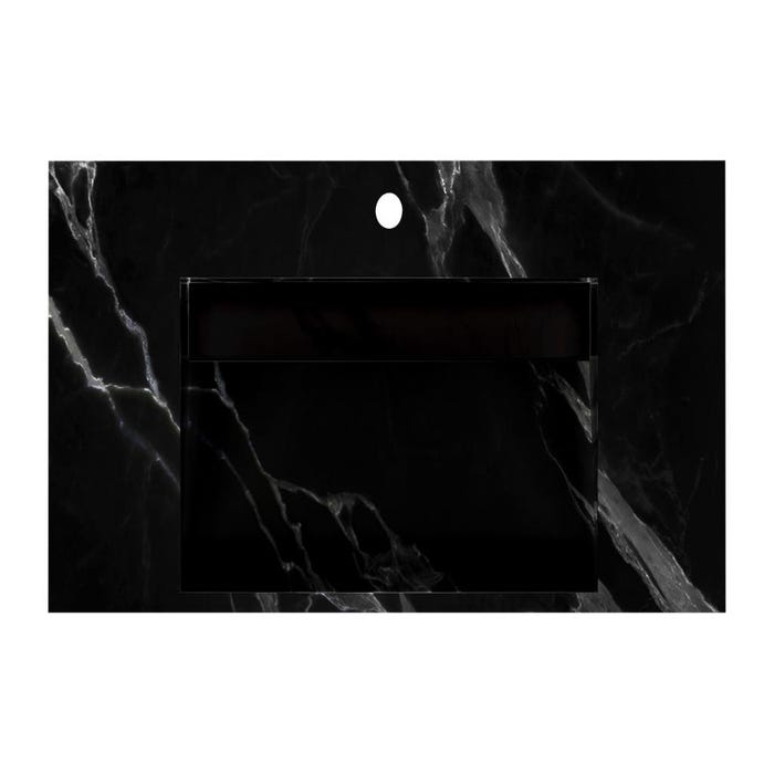 Vasque suspendue en solid surface effet marbre noir - TAKOTNA - L90.2 x l45.2 x H8 cm 3
