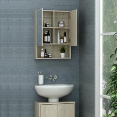 Armoire murale de salle de bain avec miroir et niche - Couleur chêne - ZUMPA 6