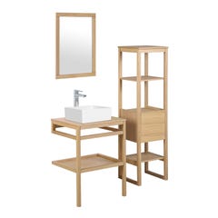 Meuble de salle de bain 60 cm HOPP avec colonne, miroir et vasque carrée COMA 1