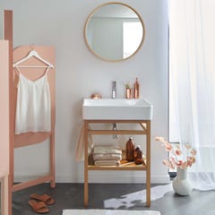 Meuble de salle de bain 60 cm HOPP avec miroir rond et vasque carrée ANDY 0