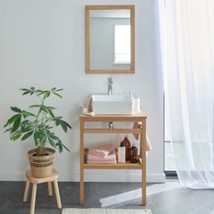 Meuble de salle de bain 60 cm HOPP avec miroir et vasque carrée 0