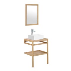 Meuble de salle de bain 60 cm HOPP avec miroir et vasque carrée 1