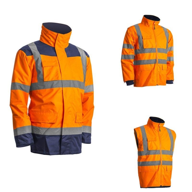 Parka 4 en 1 HV KANATA Orange et Marine - Coverguard - Taille XL 3