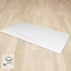 POLAR Receveur de douche blanc extra-plat antidérapant effet pierre 80 x 140 cm + bonde 0