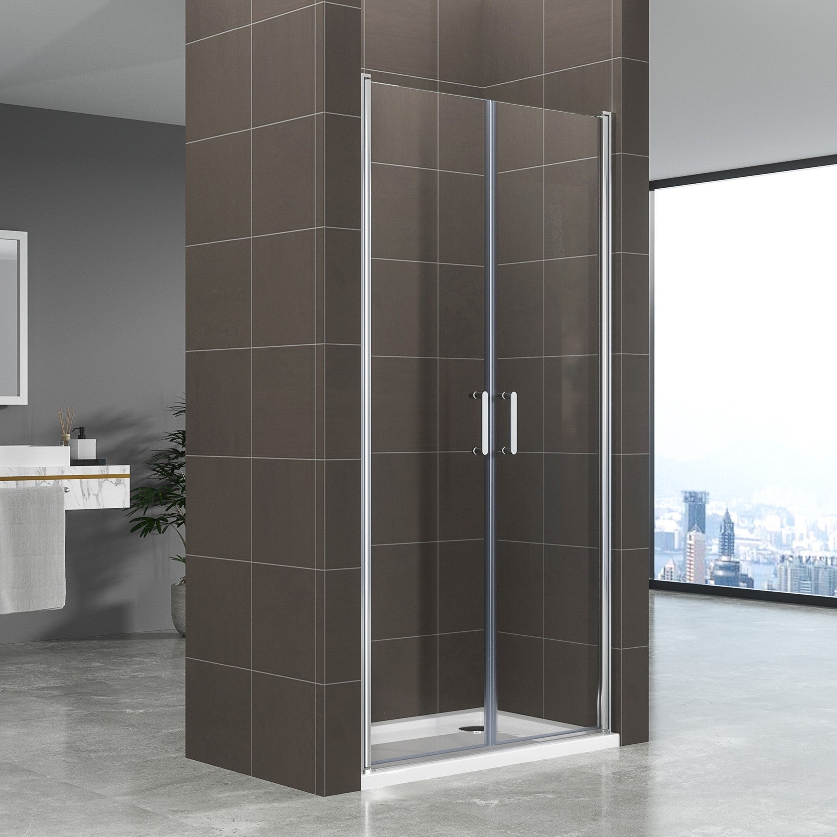 KAYA Porte de douche H 180 largeur réglable 83 à 86 cm verre transparent ❘  Bricoman