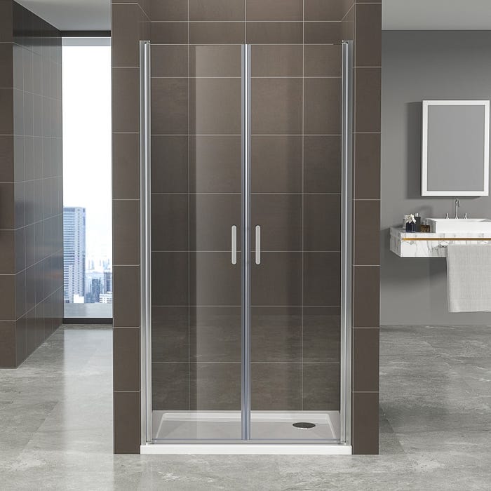 KIMI Porte de douche battante H 190 cm largeur réglable 97 à 100 cm verre 6 mm transparent 2