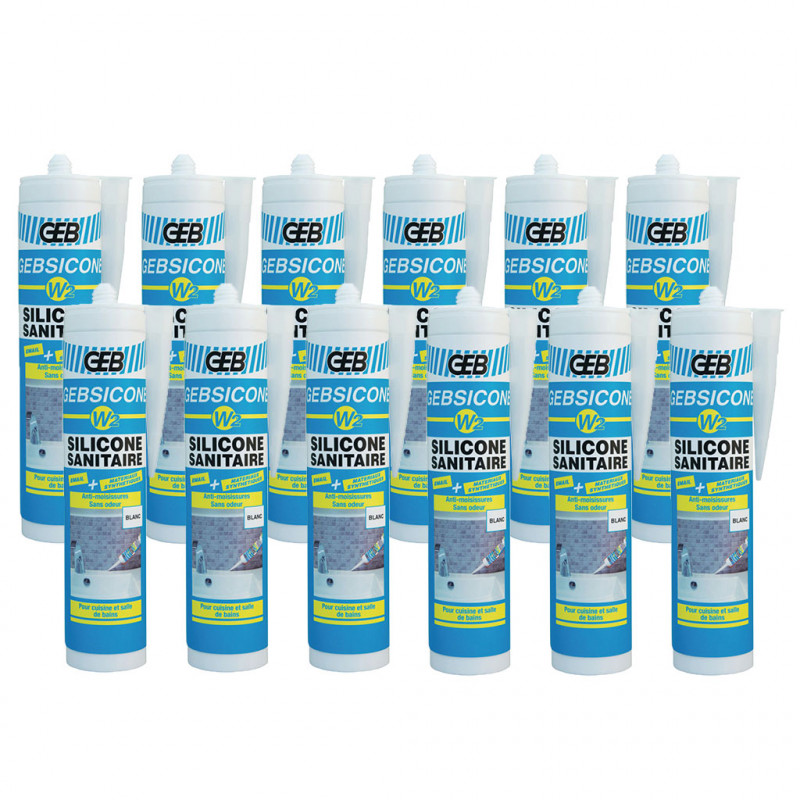 Lot De 12 Mastics Silicone D'étanchétité Gebsicone W2 310ml GEB ...