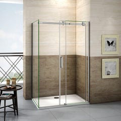 AICA cabine de douche coulissante en 8mm verre trempé anticalcaire, porte de douche 100cm avec paroi latérale 70cm Hauteur de 195cm 1