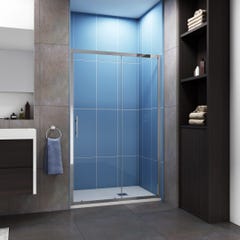 Porte de douche coulissante 100cm en 5mm verre trempé porte de douche Hauteur 190cm Installation en niche 0