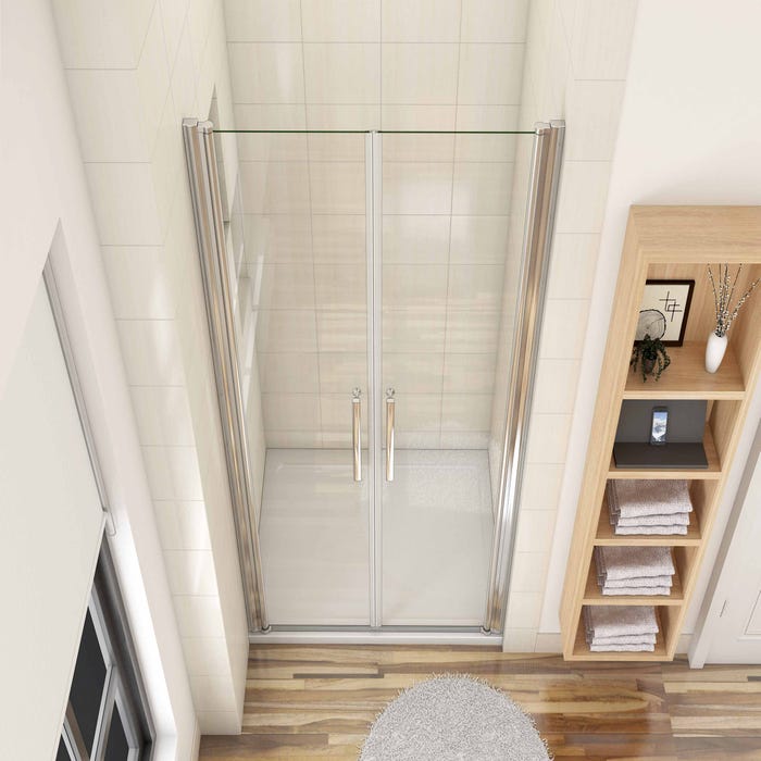 Porte de douche battante 110cm en verre anticalcaire Porte de douche pivotante à 180° Hauteur 187cm 2