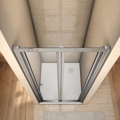Porte de douche 90x185cm en verre trempé porte de douche pliante vers l'intérieur installation en niche 2