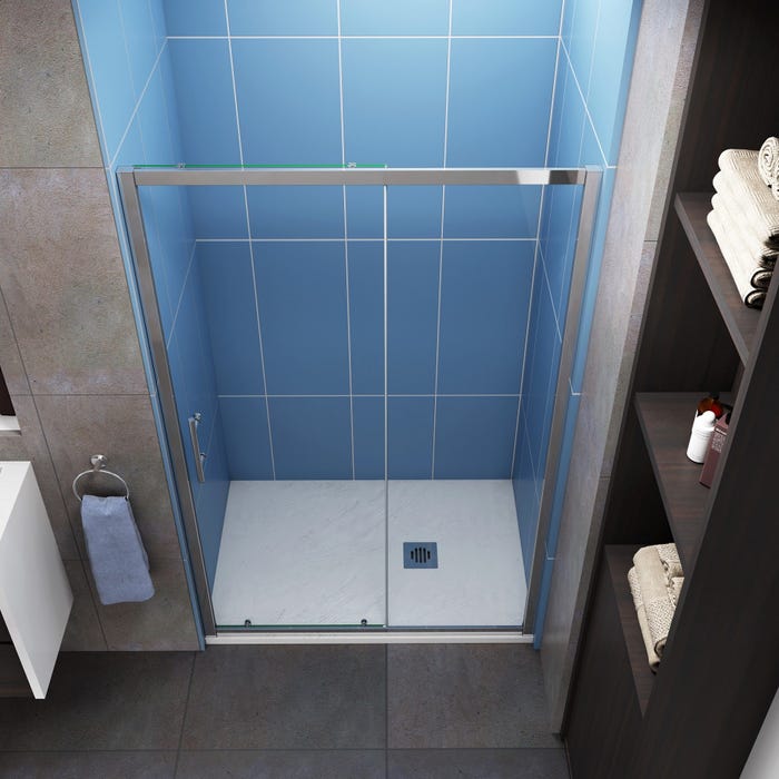 Porte de douche coulissante 110cm en 5mm verre trempé porte de douche Hauteur 190cm Installation en niche 2