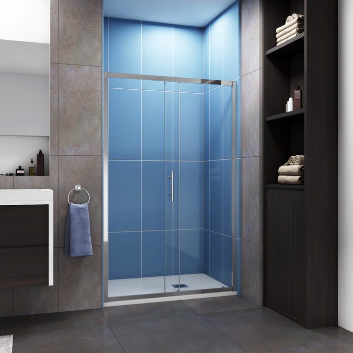 Porte de douche coulissante 150cm en 5mm verre trempé porte de douche Hauteur 190cm Installation en niche 1