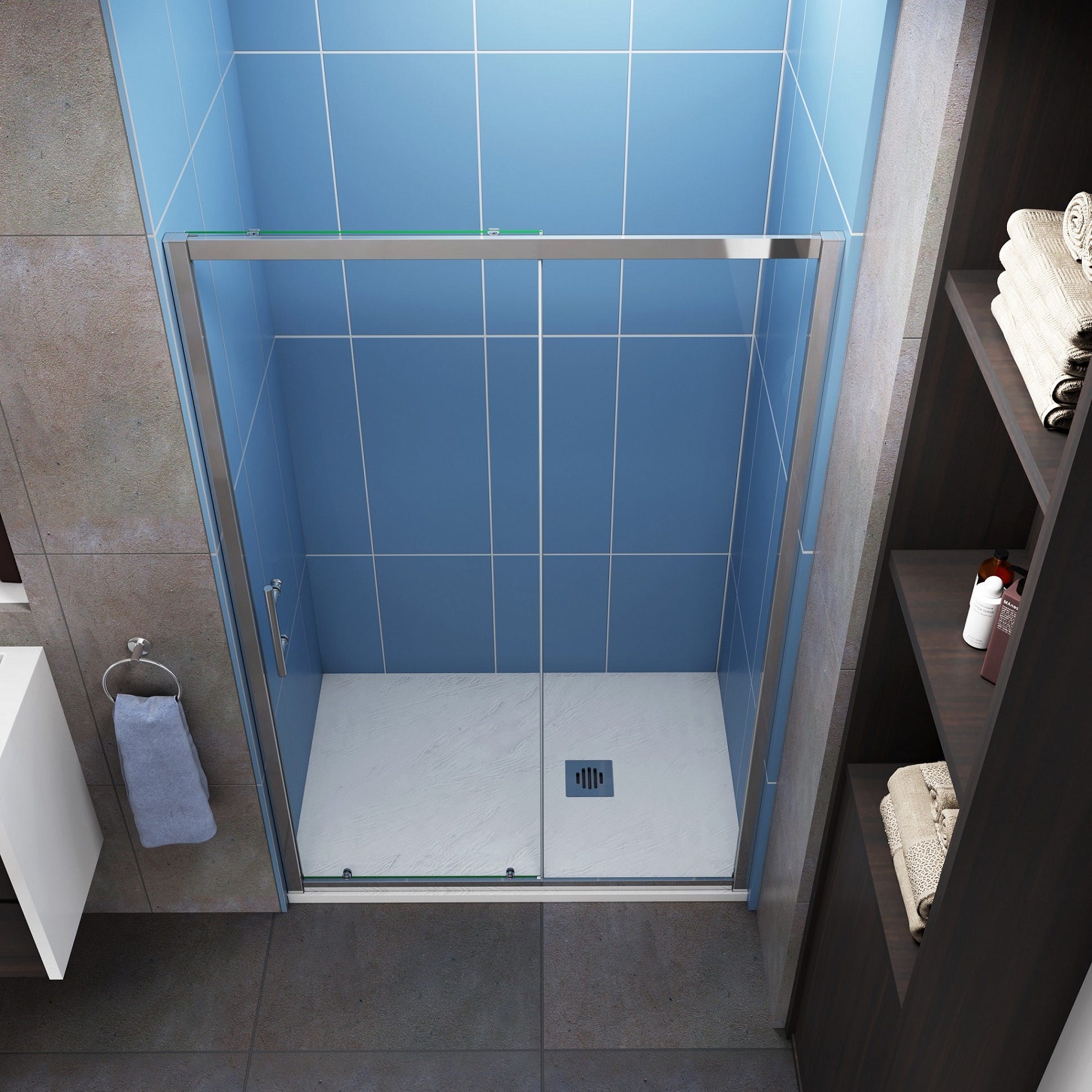 Porte de douche coulissante 150cm en 5mm verre trempé porte de douche Hauteur 190cm Installation en niche 2
