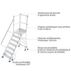 Plateforme 7 marches - Hauteur max. de travail 3.40m - ES307GA-R 3