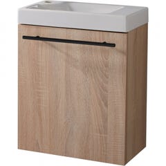 Meuble avec lave mains Hamac décor chêne oak bordolino Solo et poignée noire 0