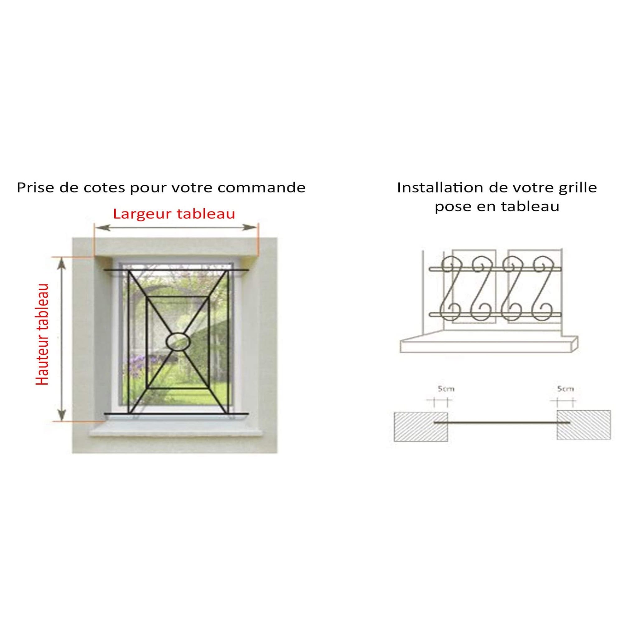 Grille de Defense Omega pour Fenetre H= 75 cm x L= 80 cm (côte tableau) 2