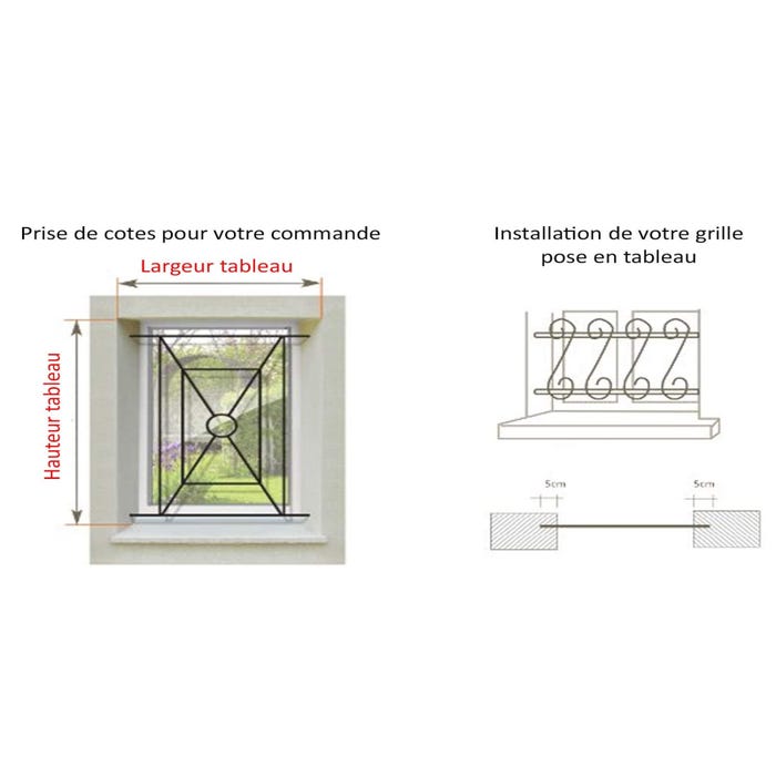 Grille de Defense Omega pour Fenetre H= 75 cm x L= 80 cm (côte tableau) 1