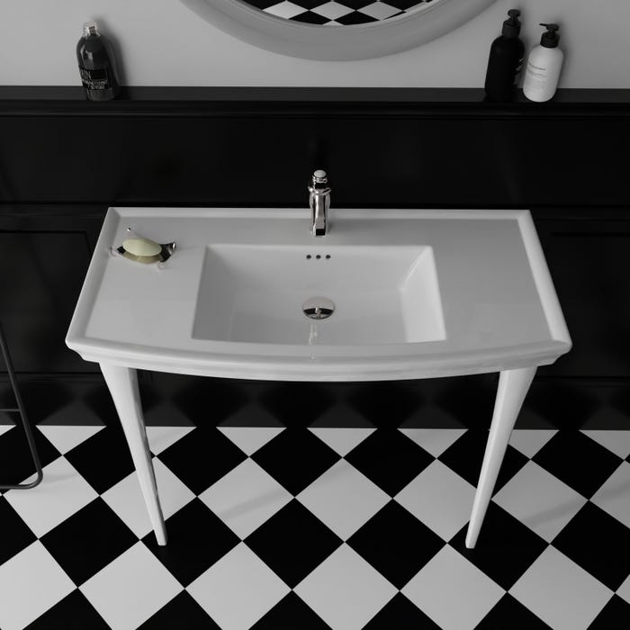 Lavabo rétro console en céramique 100 cm Lavita 2