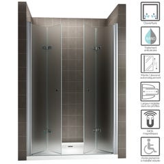 EMMY Porte de douche pliante pivotante H 185 cm largeur réglable 68 à 72 cm verre opaque 1