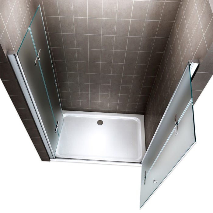 EMMY Porte de douche pliante pivotante H 185 cm largeur réglable 68 à 72 cm verre opaque 3