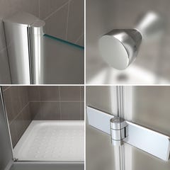 EMMY Porte de douche pliante pivotante H 195 cm largeur réglable 112 à 116 cm verre opaque 4