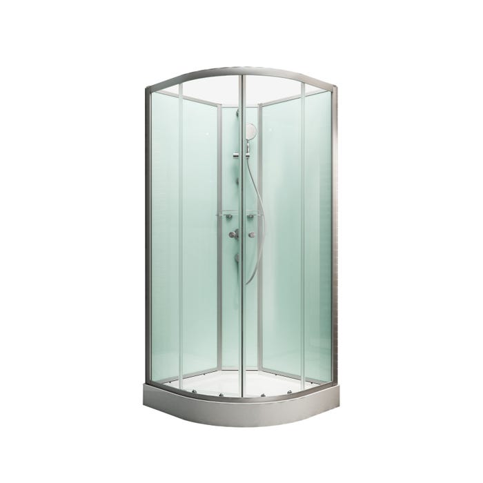 Schulte cabine de douche intégrale 90 x 90 cm, verre 5 mm, cabine de douche complète arrondie, Ibiza 1