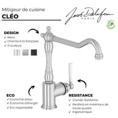 Mitigeur cuisine JACOB DELAFON Cleo, Bec haut, chrome 2