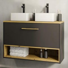 Meuble de salle de bain suspendu anthracite avec double vasque à poser et armoire de toilette - 120 cm - YANGRA 5