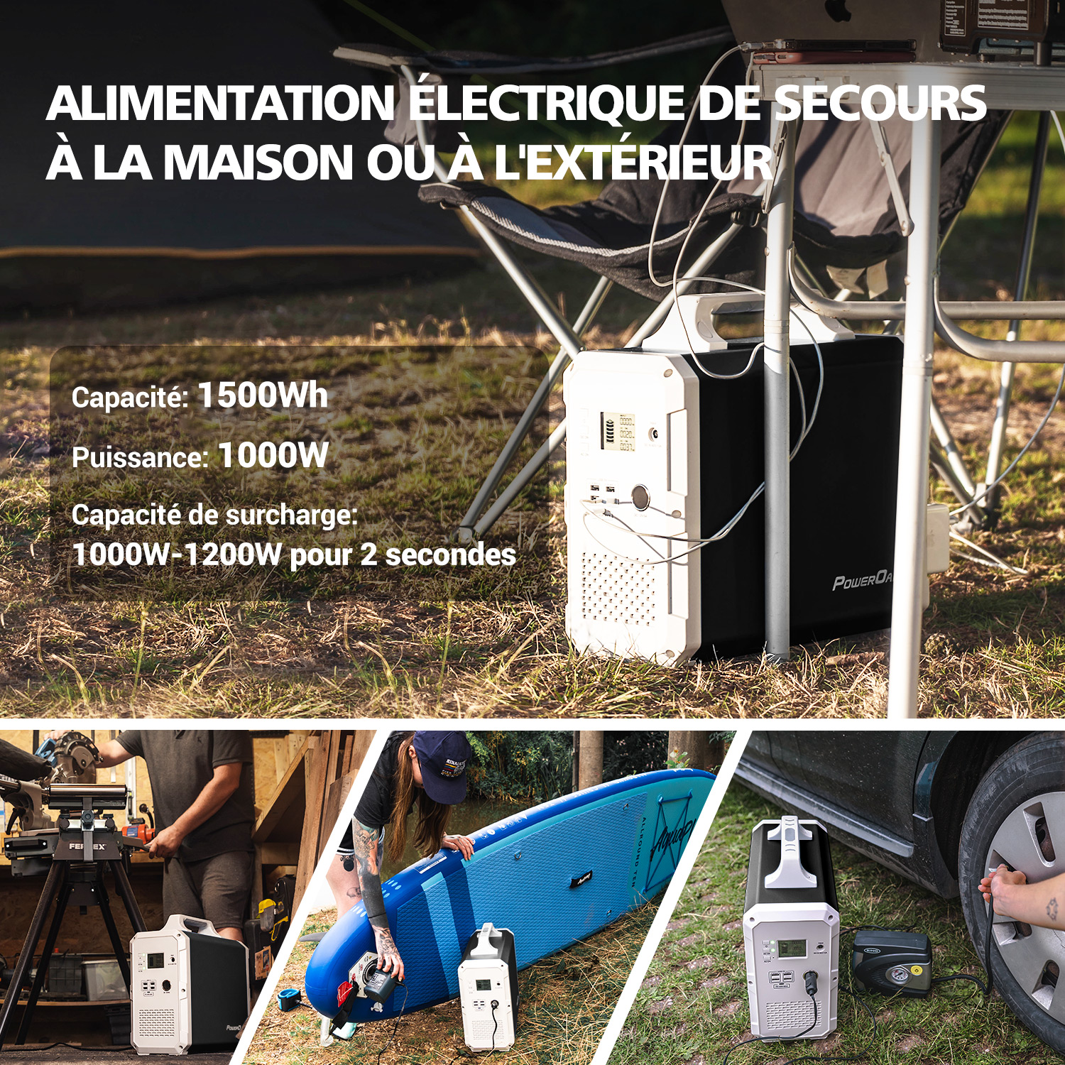 DÉSTOCKAGE-PowerOak BLUETTI Générateur Solaire Portable 1500Wh/1000W ...