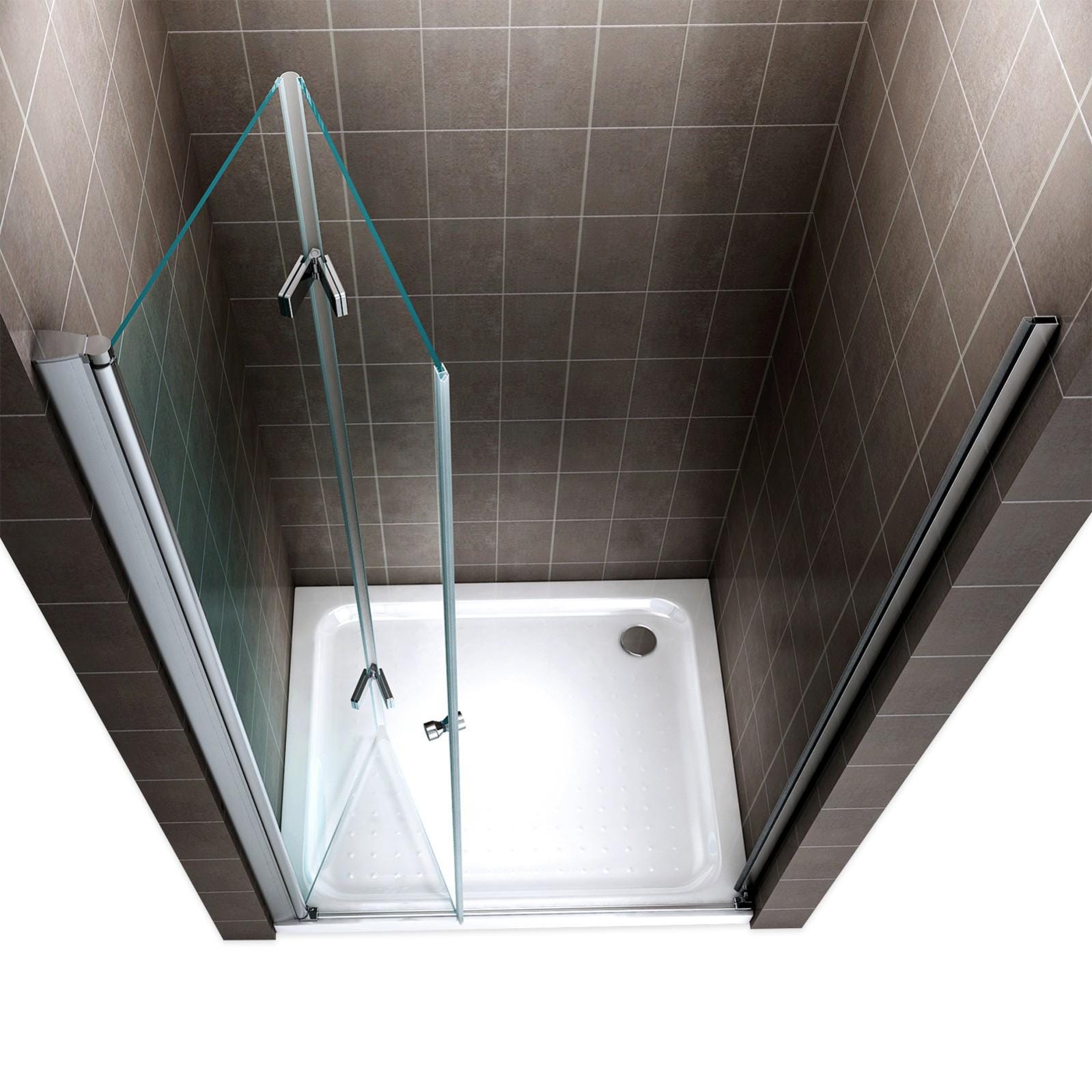 MONA Porte de douche pliante H 195 cm largeur réglable de 96 à 100 cm verre transparent 3