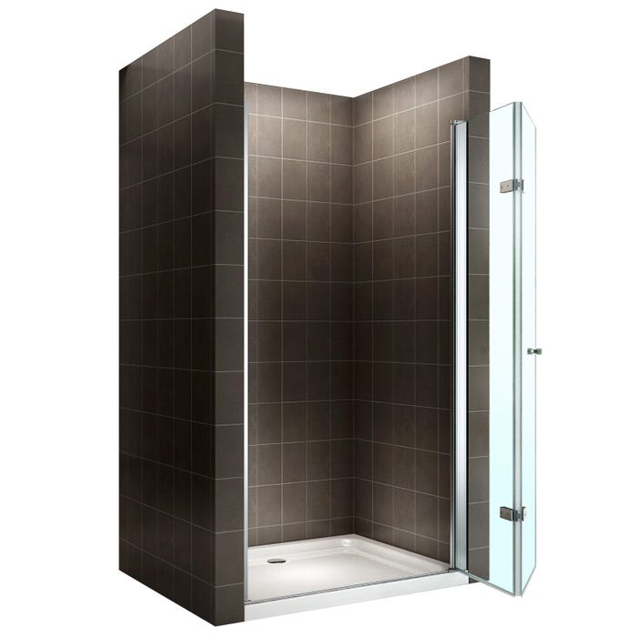 MONA Porte de douche pliante H 195 cm largeur réglable de 96 à 100 cm verre transparent 2