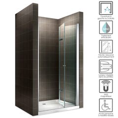 MONA Porte de douche pliante H 195 cm largeur réglable de 96 à 100 cm verre transparent 1