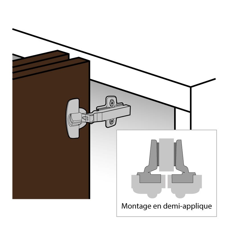 Charnière intermat 9935 - Base : 8 mm - Montage : En demi-applique - HETTICH 2