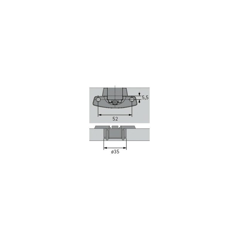 Boitier de charnière uniaxe selekta pro 2000 - Décalage : 5,5 - Entraxe : 52 mm - Fixation : A visser - Version : TH32 1