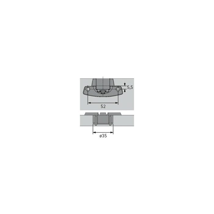 Boitier de charnière uniaxe selekta pro 2000 - Décalage : 5,5 - Entraxe : 52 mm - Fixation : A visser - Version : TH32 1