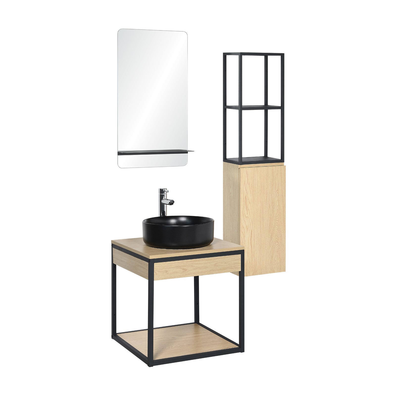 Meuble de salle de bain 50 cm NOTTO avec colonne, miroir et vasque 0