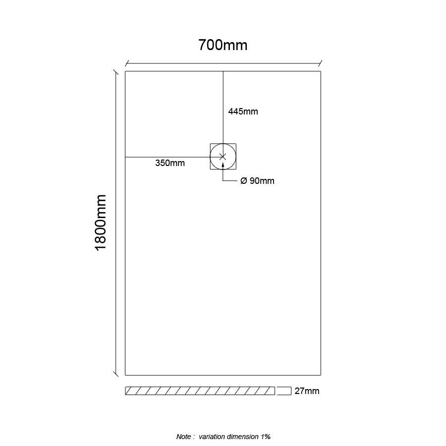 Receveur de douche en résine extra plat à poser 70x180cm - anthracite - RIO 1