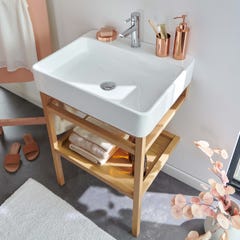 Meuble de salle de bain 60 cm HOPP avec colonne, miroir rond et vasque carrée ANDY 3