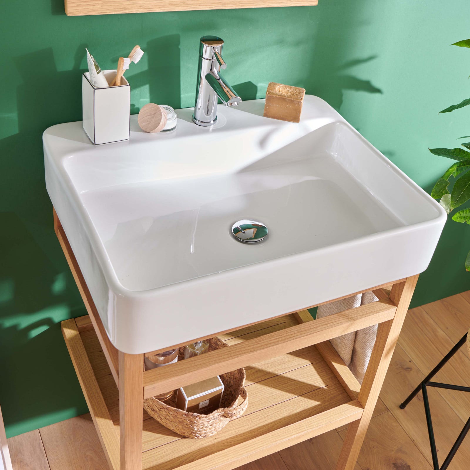 Meuble de salle de bain 60 cm HOPP avec miroir et vasque carrée 4