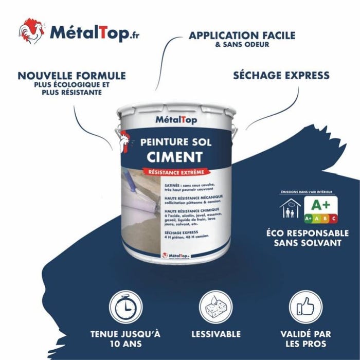 Peinture Sol Ciment - Metaltop - Gris pierre - RAL 7030 - Pot 15L 3