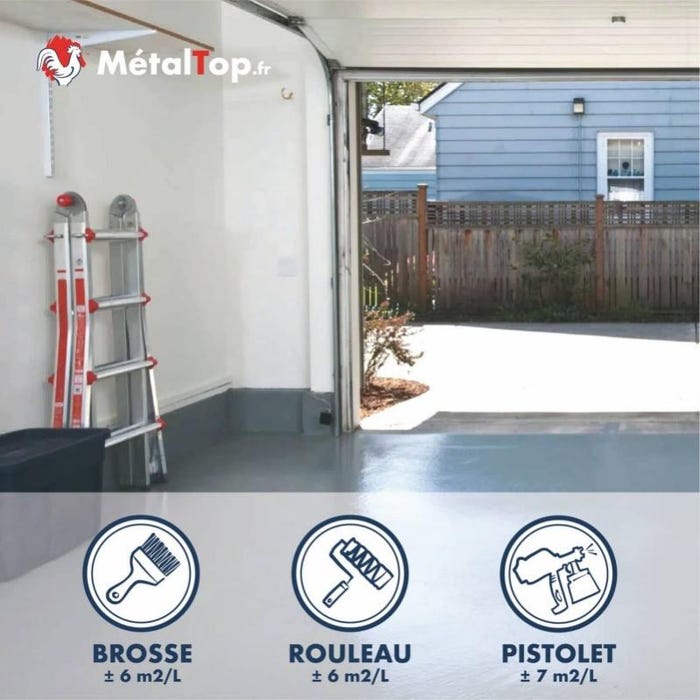 Peinture Sol Garage - Metaltop - Bleu pigeon - RAL 5014 - Pot 5L 4