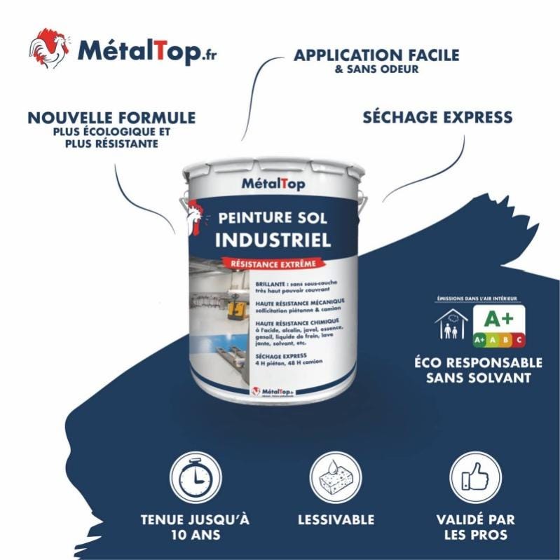 Peinture Sol Industriel - Metaltop - Vert émeraude - RAL 6001 - Pot 5L 3