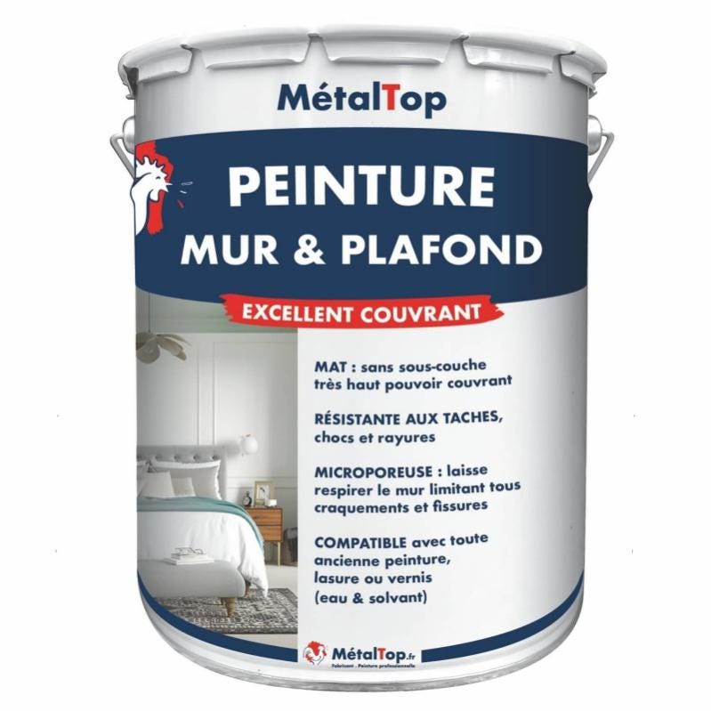 Peinture Mur Et Plafond - Metaltop - Blanc perle - RAL 1013 - Pot 15L 0