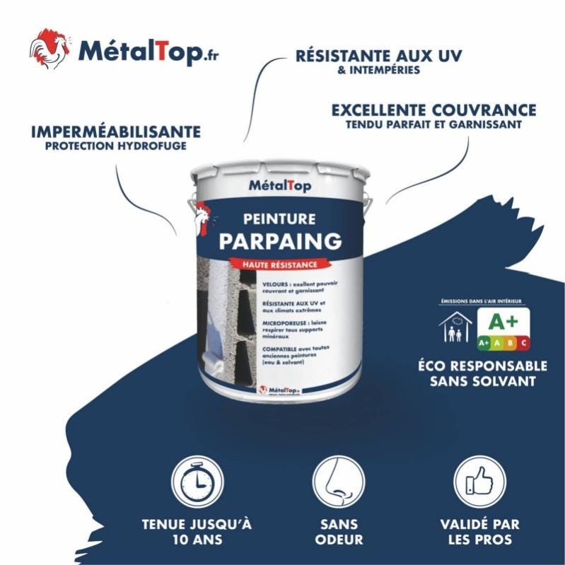 Peinture Parpaing - Metaltop - Gris signalisation B - RAL 7043 - Pot 5L 3