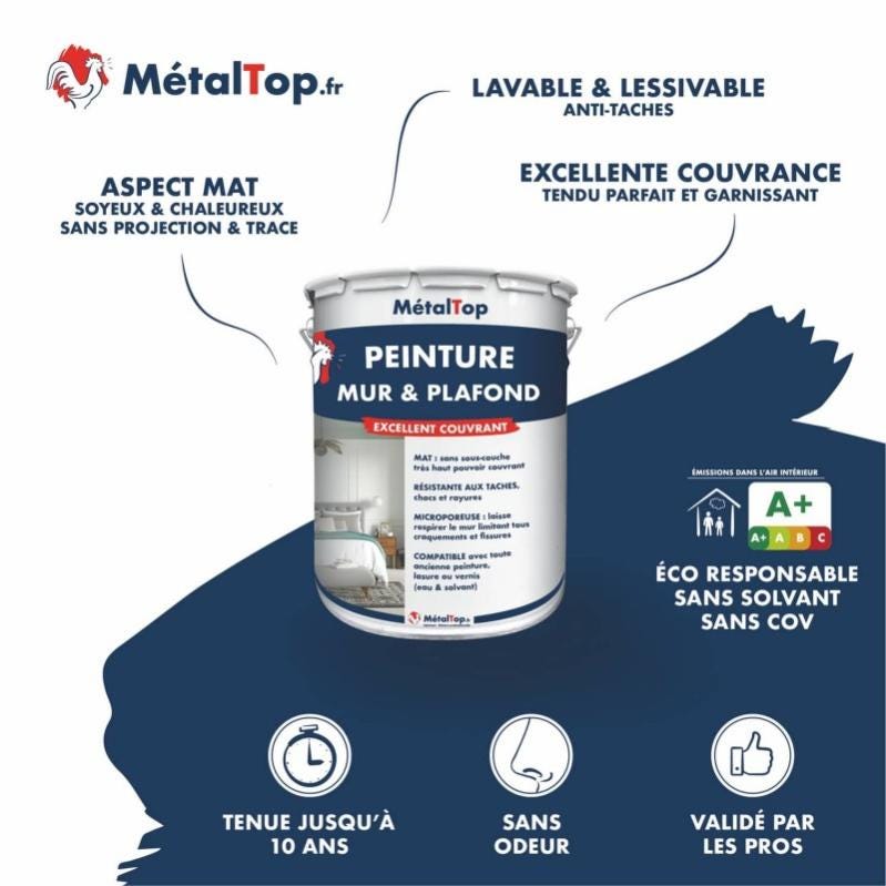 Peinture Mur Et Plafond - Metaltop - Gris souris - RAL 7005 - Pot 15L 3