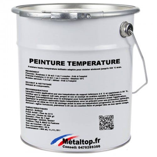 Peinture Temperature - Metaltop - Noir signalisation - RAL 9017 - Pot 1L 0