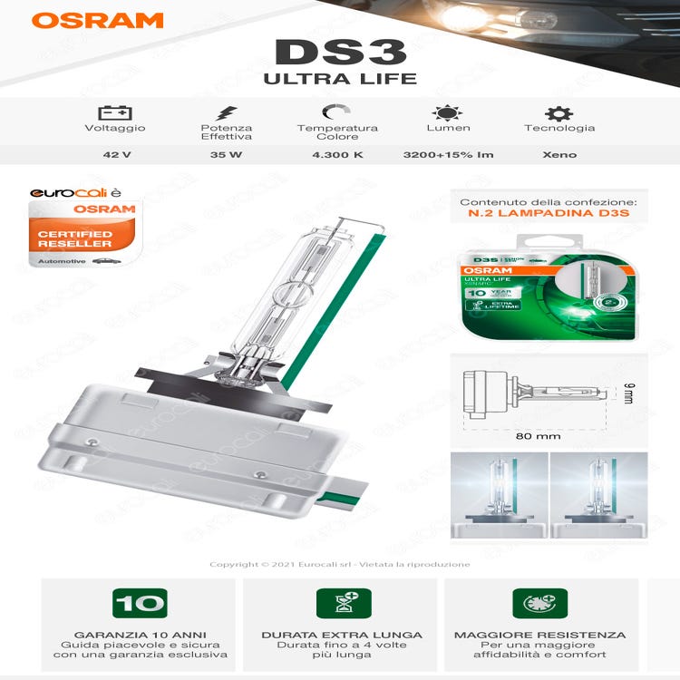 Ampoule pour voiture OS66340ULT-HCB Osram OS66340ULT-HCB D3S 35W 42V (2 Pièces) 1