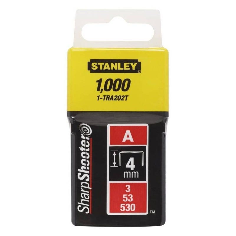 Boîte de 1000 agrafes type A 4mm STANLEY 1-TRA202T 1