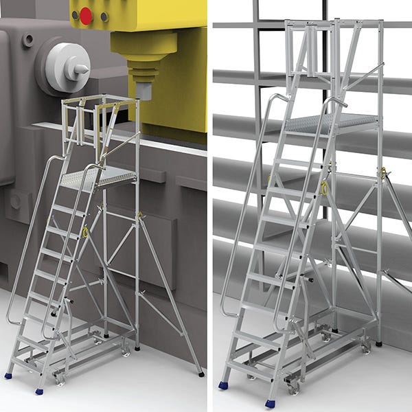 Escabeau roulant avec 4 roues escamotable - ER8-KRE 4